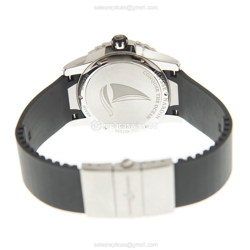 Ulysse Nardin MARINE Automatic - Black Dial - Steel Case - Rubber Strap - Clasp - View 4