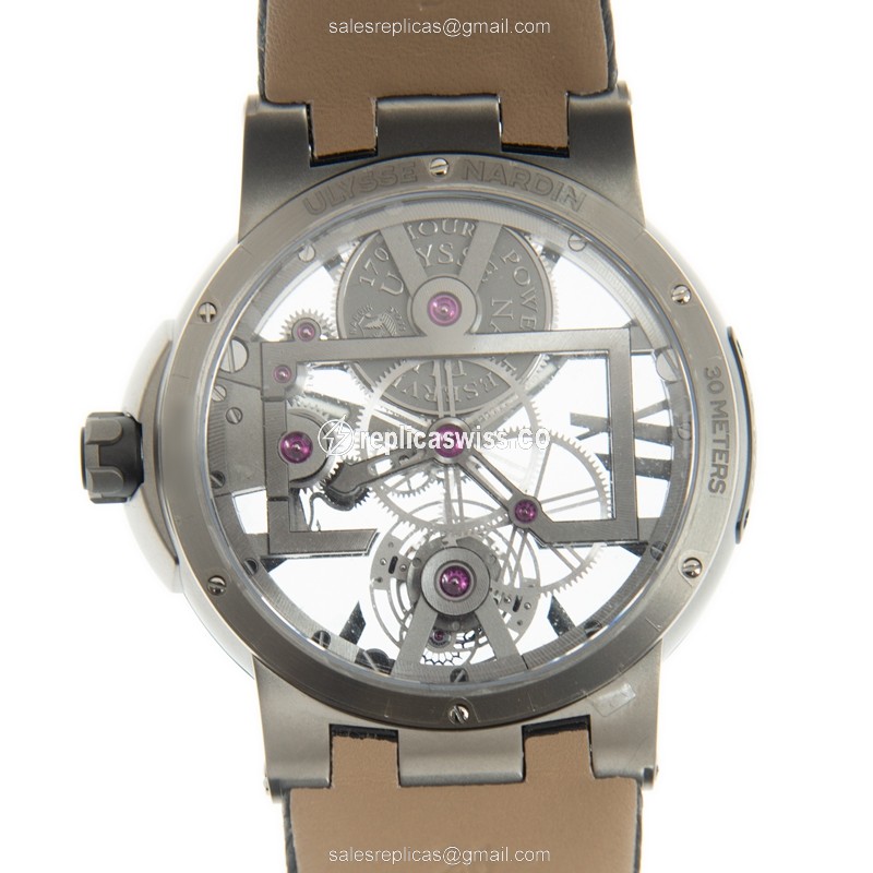 Ulysse Nardin 1713-139 Executive - Manual Wind - Titanium Case - Skull Dial - Black Rubber Strap - View 3