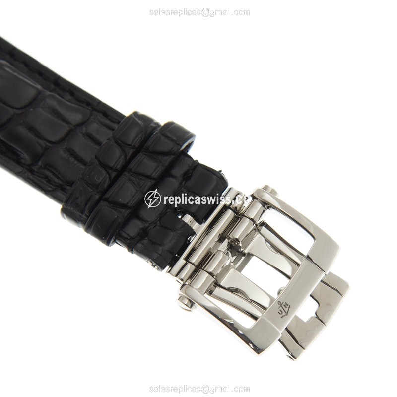 Ulysse Nardin 243-55/62 Replica - Dual Time - Automatic - Steel Case - Black Dial, Leather Strap - Buckle Clasp - View 4