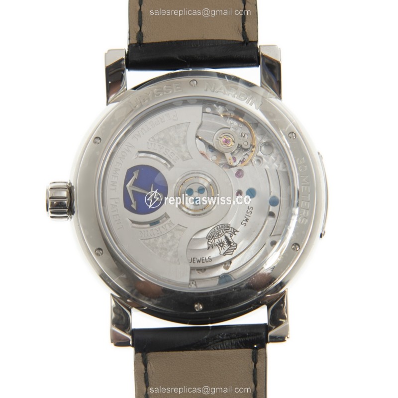 Ulysse Nardin CLASSIQUE Replica - Automatic - Stainless Steel - White Dial - Black Alligator Strap - View 3