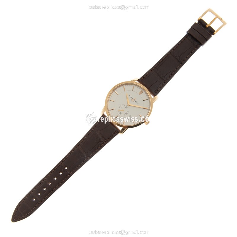 Ulysse Nardin 8206-198-2/31 CLASSIQUE - Manual Wind - 18kt Rose Gold - White Dial - Leather Brown Strap - View 2