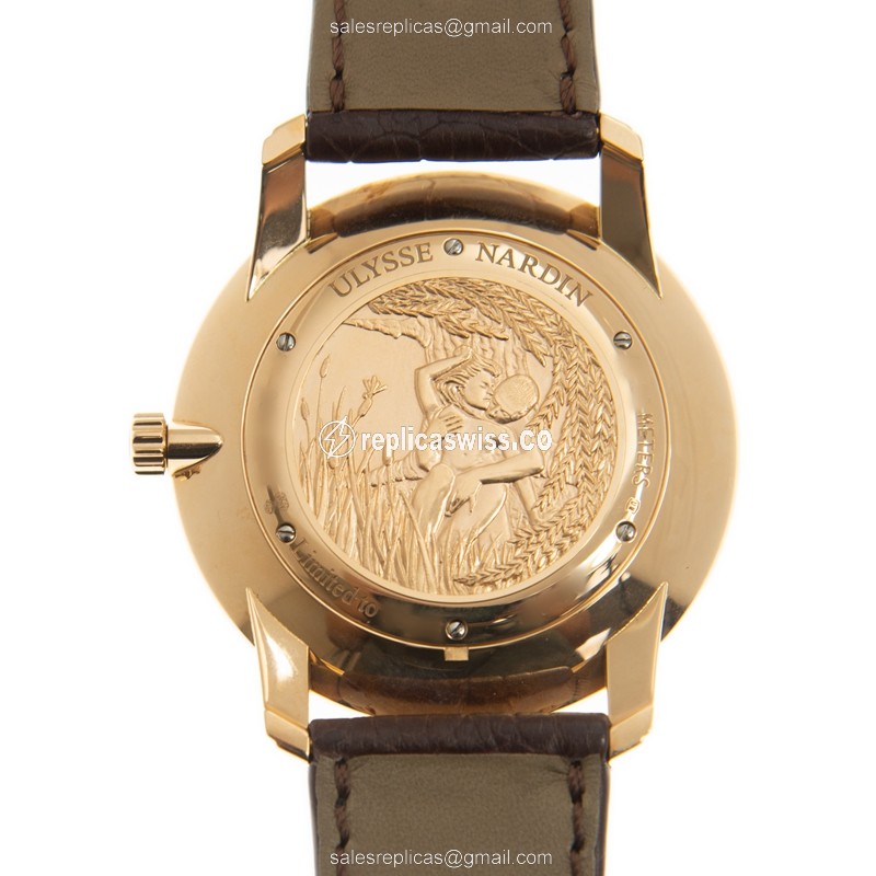 Ulysse Nardin 8206-198-2/31 CLASSIQUE - Manual Wind - 18kt Rose Gold - White Dial - Leather Brown Strap - View 3