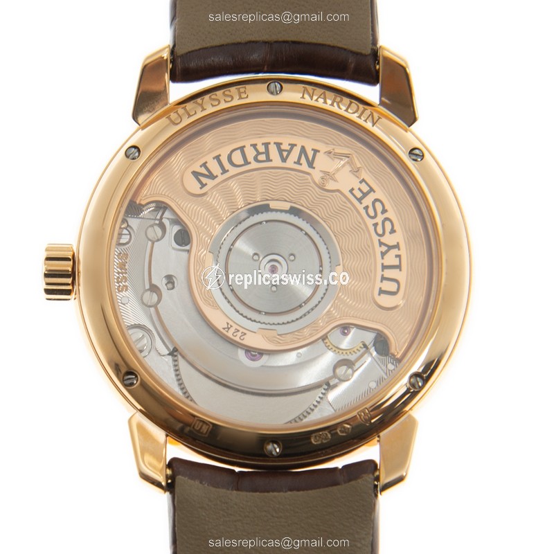 Ulysse Nardin Classique 8106-116-2/90 - Automatic - 18kt Rose Gold Case - White Dial - Brown Leather Strap - View 3