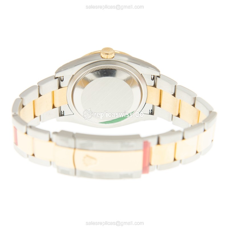 Rolex DATEJUST Replica: 18kt Gold Case, Diamond Accents - Automatic, Gold & Steel Band - View 4