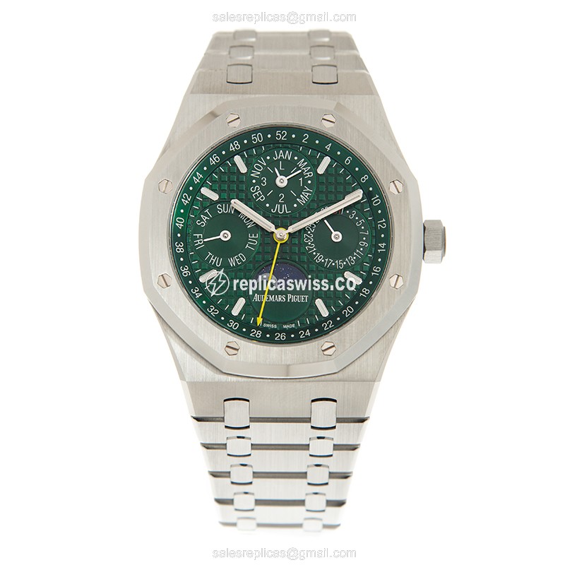 Rolex ROYAL OAK Automatic - Green Dial - Steel Case - Silver Strap - Clasp - View 2