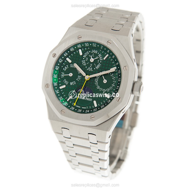 Rolex ROYAL OAK Automatic - Green Dial - Steel Case - Silver Strap - Clasp - View 3
