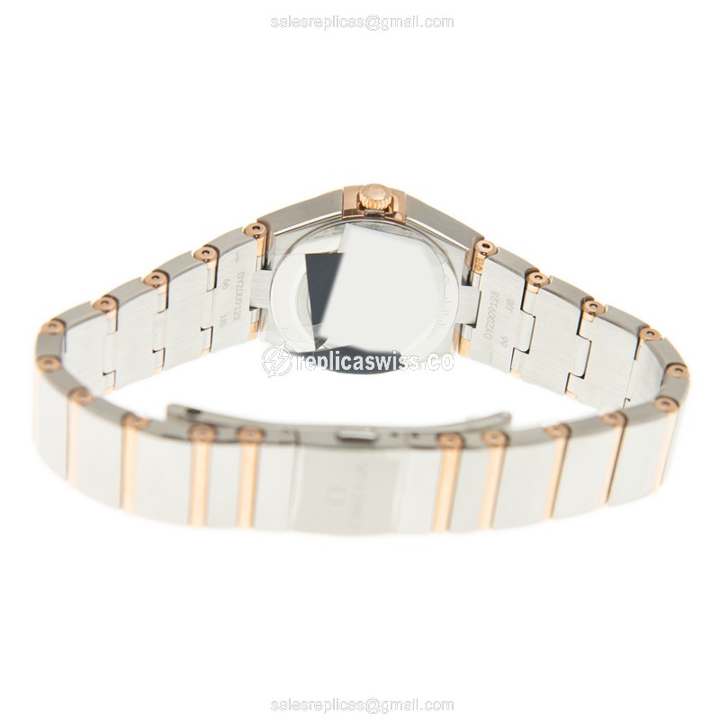 Omega Constellation Replica - Quartz - 18kt Rose Gold & Steel Case - White Dial - Gold Strap - View 4