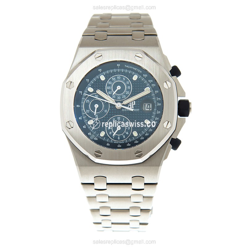 Audemars Piguet Royal Oak Offshore Replica - Automatic - Steel Case - Blue Dial - Silver Strap - View 2