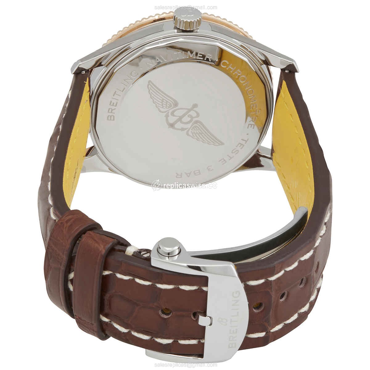 Navitimer 1 Replica - Automatic - Steel Case - Black Dial on Brown Alligator Strap - View 3