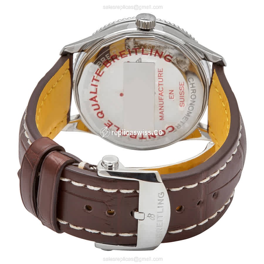 Breitling A17326211G1P2 NAVITIMER 1 - Auto - Stainless - White Dial - Brown Alligator Buckle - View 3