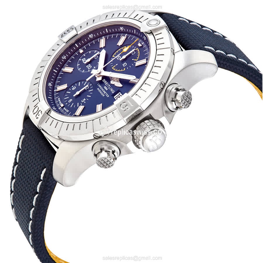 Breitling Avenger II Replica - Automatic - Blue Dial - Steel Case - Blue Canvas Strap - View 2