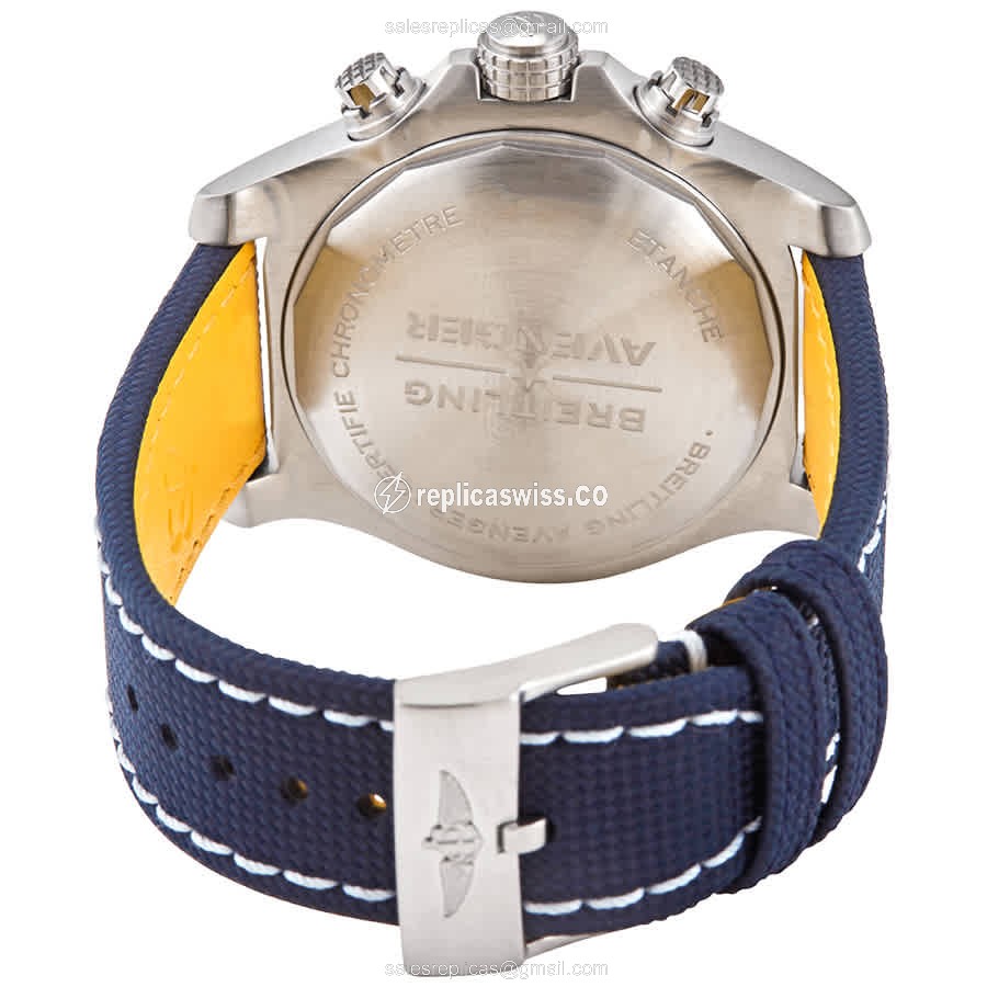 Breitling Avenger II Replica - Automatic - Blue Dial - Steel Case - Blue Canvas Strap - View 3
