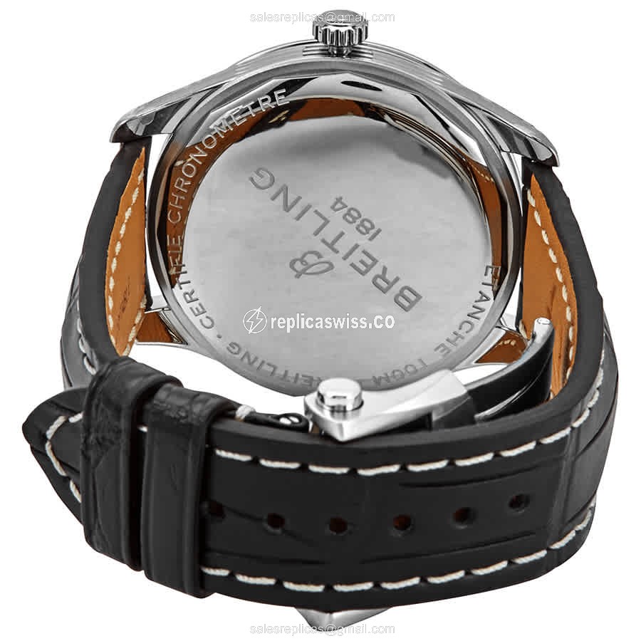 Breitling Premier A37340351G1P1 - Automatic - Steel Case - Silver Dial - Black Alligator Strap - View 3
