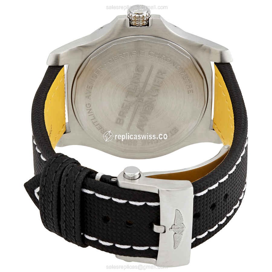 Breitling Avenger II Replica - Automatic - Blue Dial - Steel Case - Black Canvas Strap - View 3