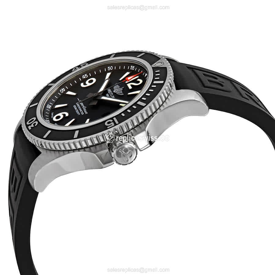 Breitling Superocean Replica - Automatic - Black Dial - Steel Case - Rubber Strap - View 2