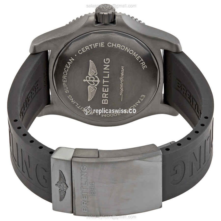 Breitling Superocean Replica - Automatic - Yellow Dial - Steel Case - Black Rubber Strap - View 3