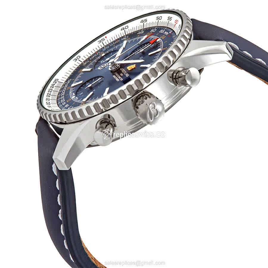 Breitling A24322121C2X1 NAVITIMER 1 - Automatic - Blue Dial - Steel Case - Blue Cowhide Strap - View 2
