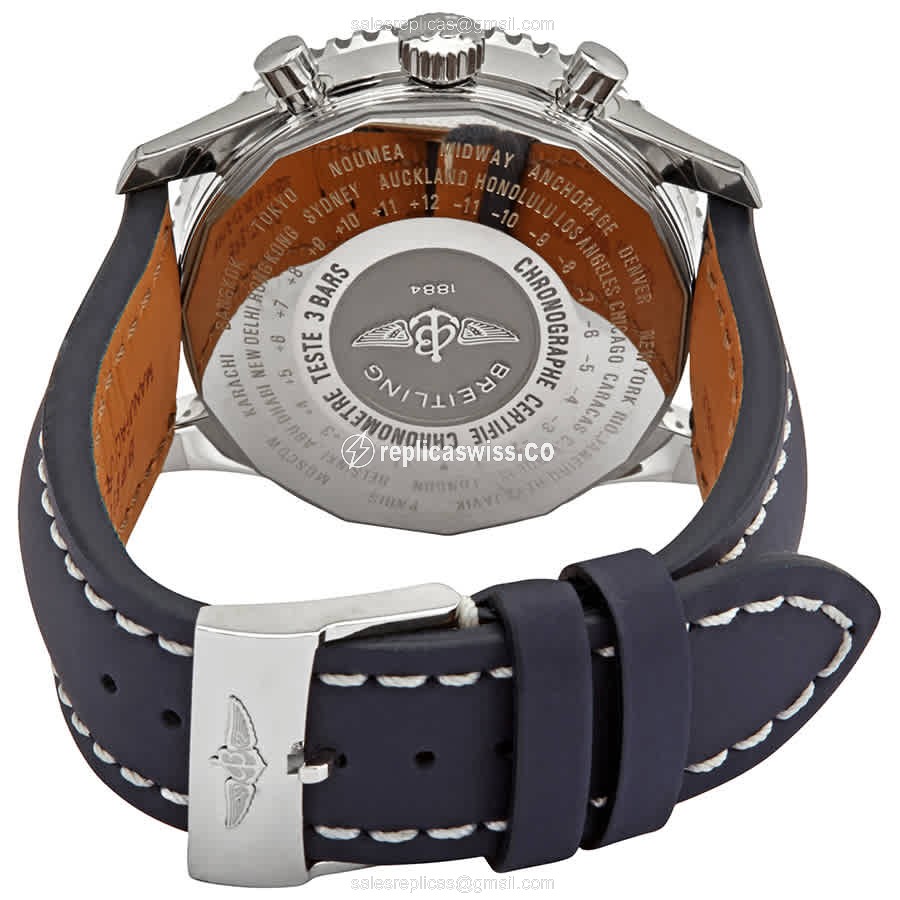 Breitling A24322121C2X1 NAVITIMER 1 - Automatic - Blue Dial - Steel Case - Blue Cowhide Strap - View 3