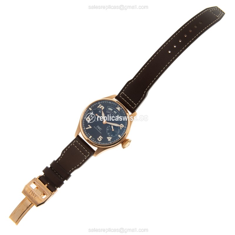 IWC PILOTS Replica - Automatic 18kt Rose Gold - Brown Dial - Brown Cowhide - Clasp - View 2
