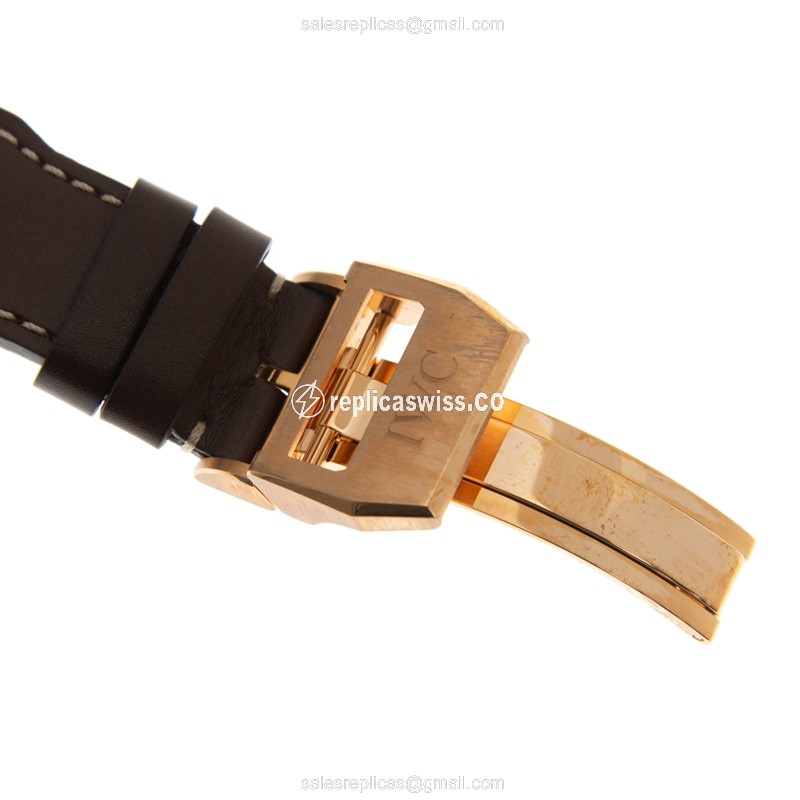 IWC PILOTS Replica - Automatic 18kt Rose Gold - Brown Dial - Brown Cowhide - Clasp - View 4