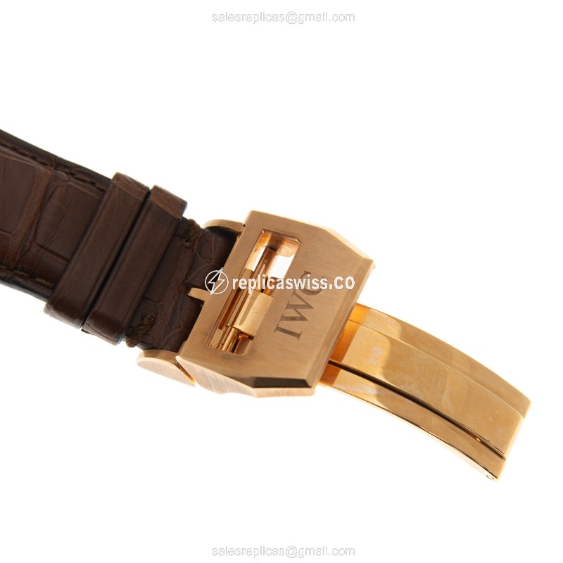 Rolex IW379103 Pilot Replica - Automatic 18kt Rose Gold - Gray Dial - Brown Alligator Strap - View 4