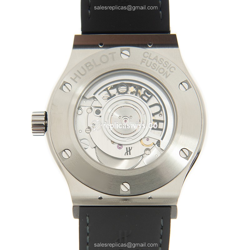 Hublot Classic Fusion Replica - Automatic - Titanium Case - Gray Dial - Grey Alligator Strap - View 3
