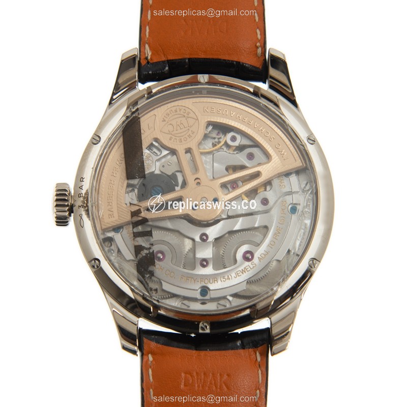 IWC Portuguese Replica - Automatic - 18kt Gold - Gray Dial - Black Alligator Strap - View 3