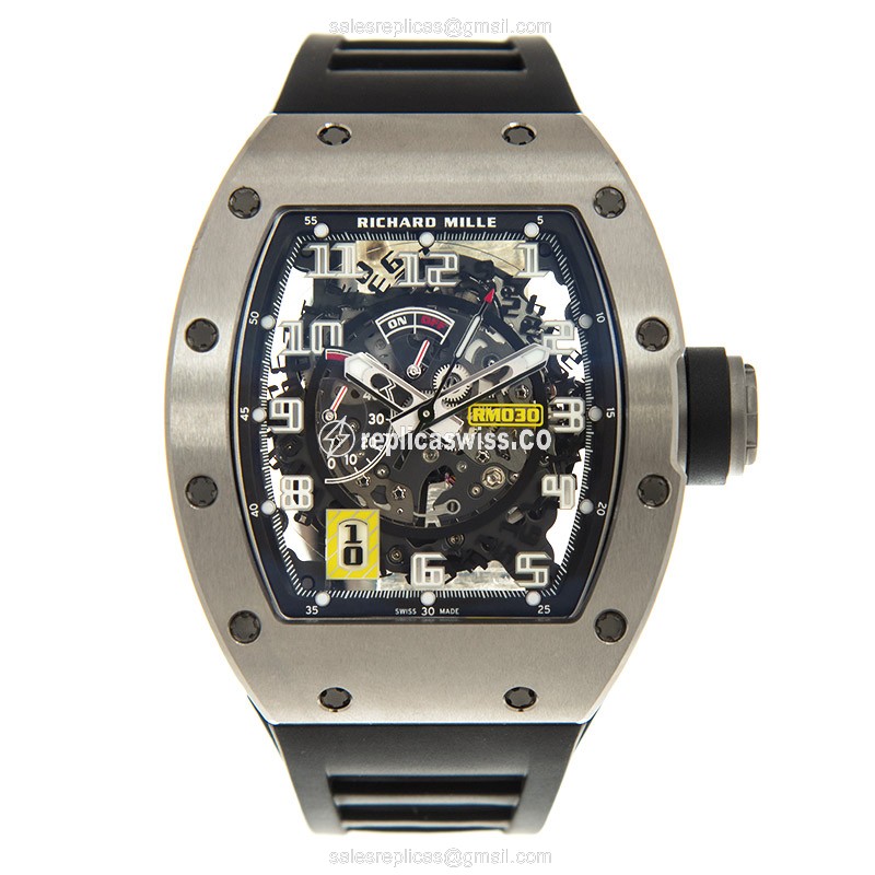 Richard Mille RM030 Titanium - Automatic - Skull Dial - Black Rubber Strap - Buckle Clasp - View 2