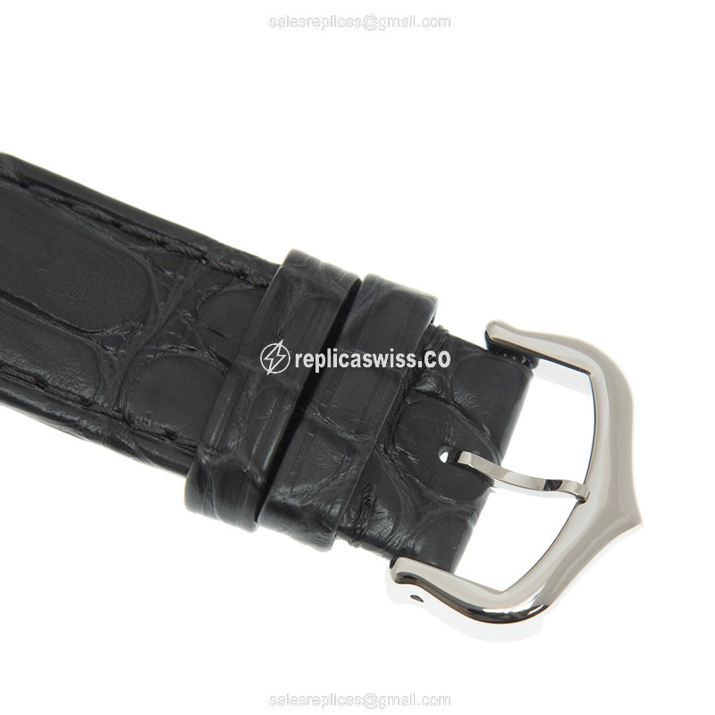 Cartier Santos Replica - Automatic - 18kt Gold & Steel - Dark Grey Dial - Grey Alligator Strap - View 4