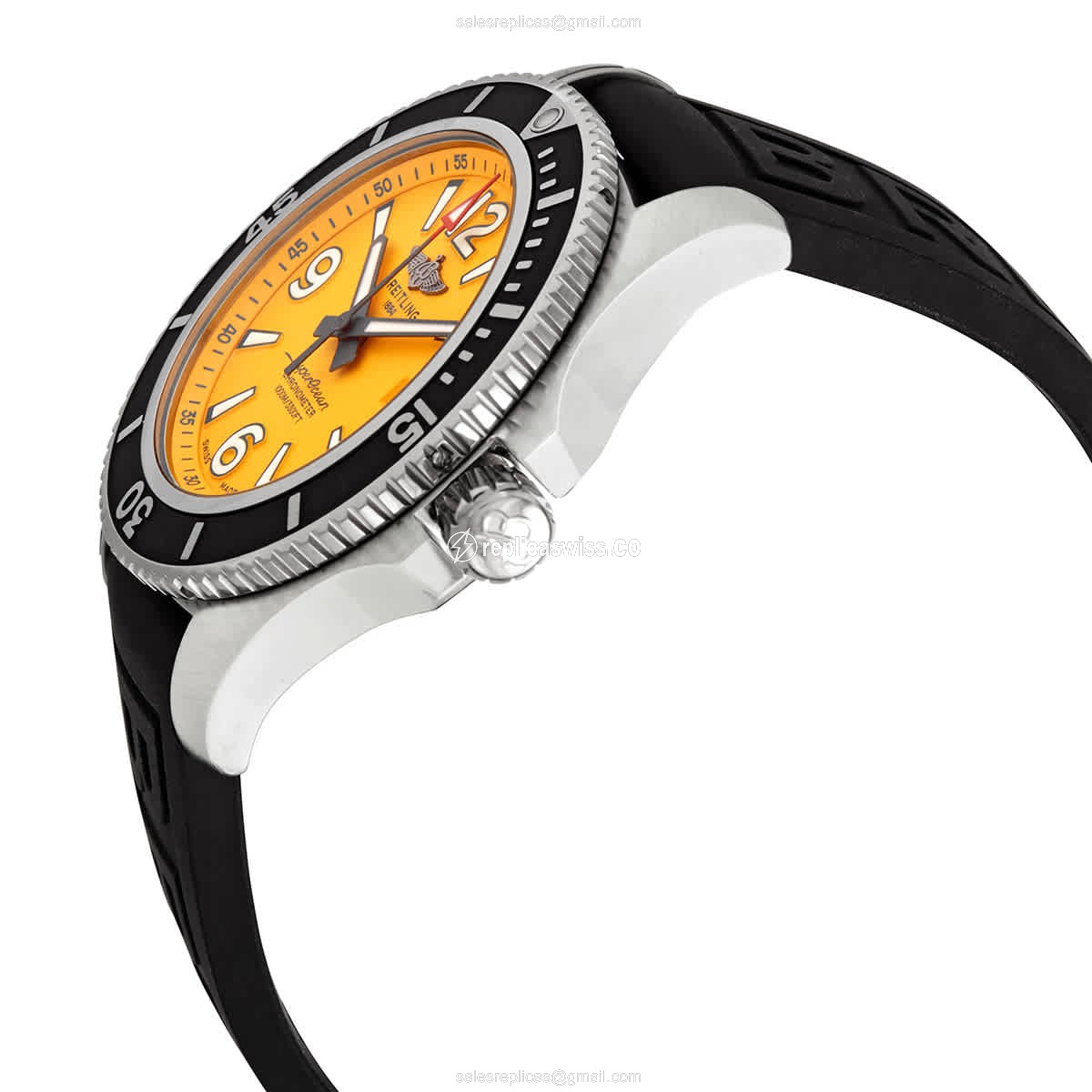 Breitling SuperOcean 44 - Automatic - Yellow Dial - Stainless Steel Case - Black Rubber - Buckle Clasp - View 2