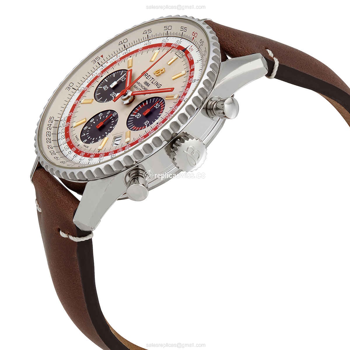 Breitling Navitimer 1 Replica - Auto Steel Beige Brown Watch - View 2