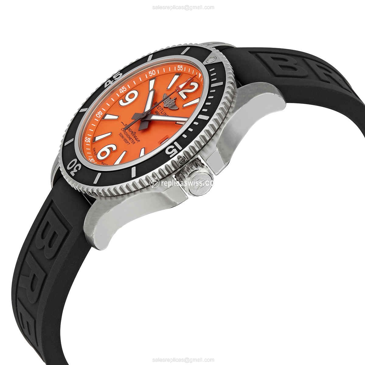 Breitling SuperOcean Replica - Automatic - Orange Dial - Black Rubber Strap - View 2