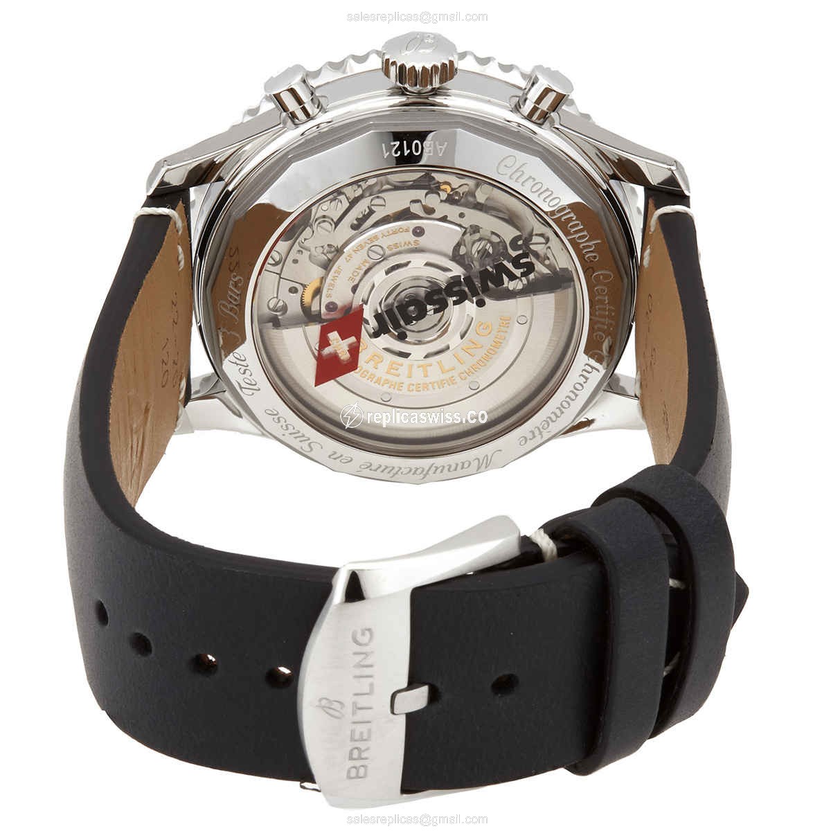 Breitling NAVITIMER 1 Replica - Automatic - Steel Case - Black Dial - Leather Strap - View 3