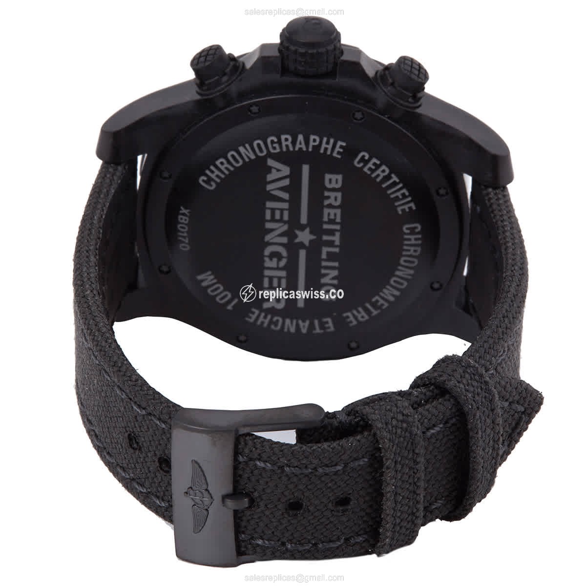 Breitling Avenger II Carbon - Automatic - Black Fiber Case - Black Canvas Strap - View 3