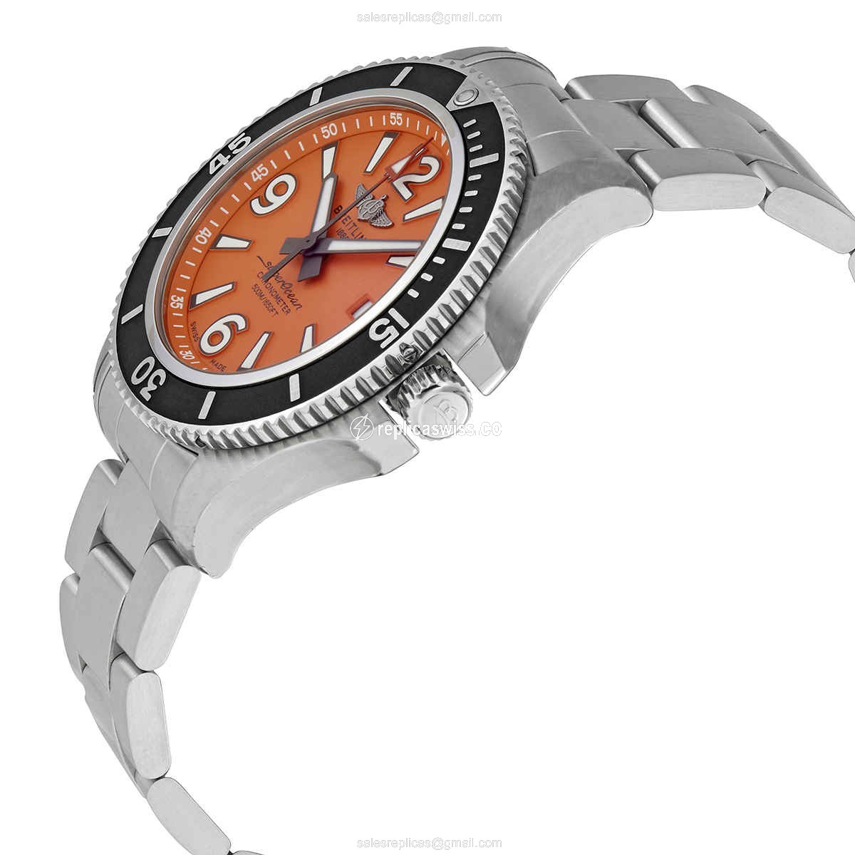 Breitling A17366D71O1A1 Replica - Automatic - Steel Case - Orange Dial - Silver Steel Strap - View 2