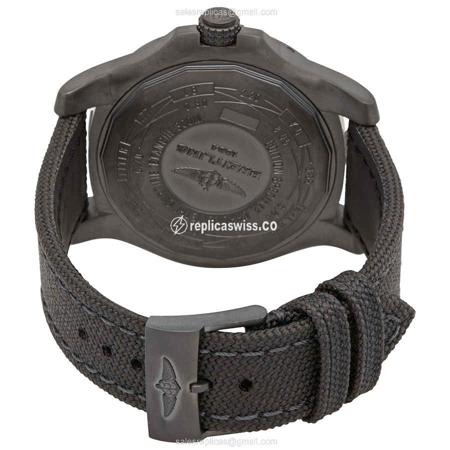 Breitling Avenger II Replica - Automatic - Titanium Case - Blue Dial - Black Canvas Strap - View 3