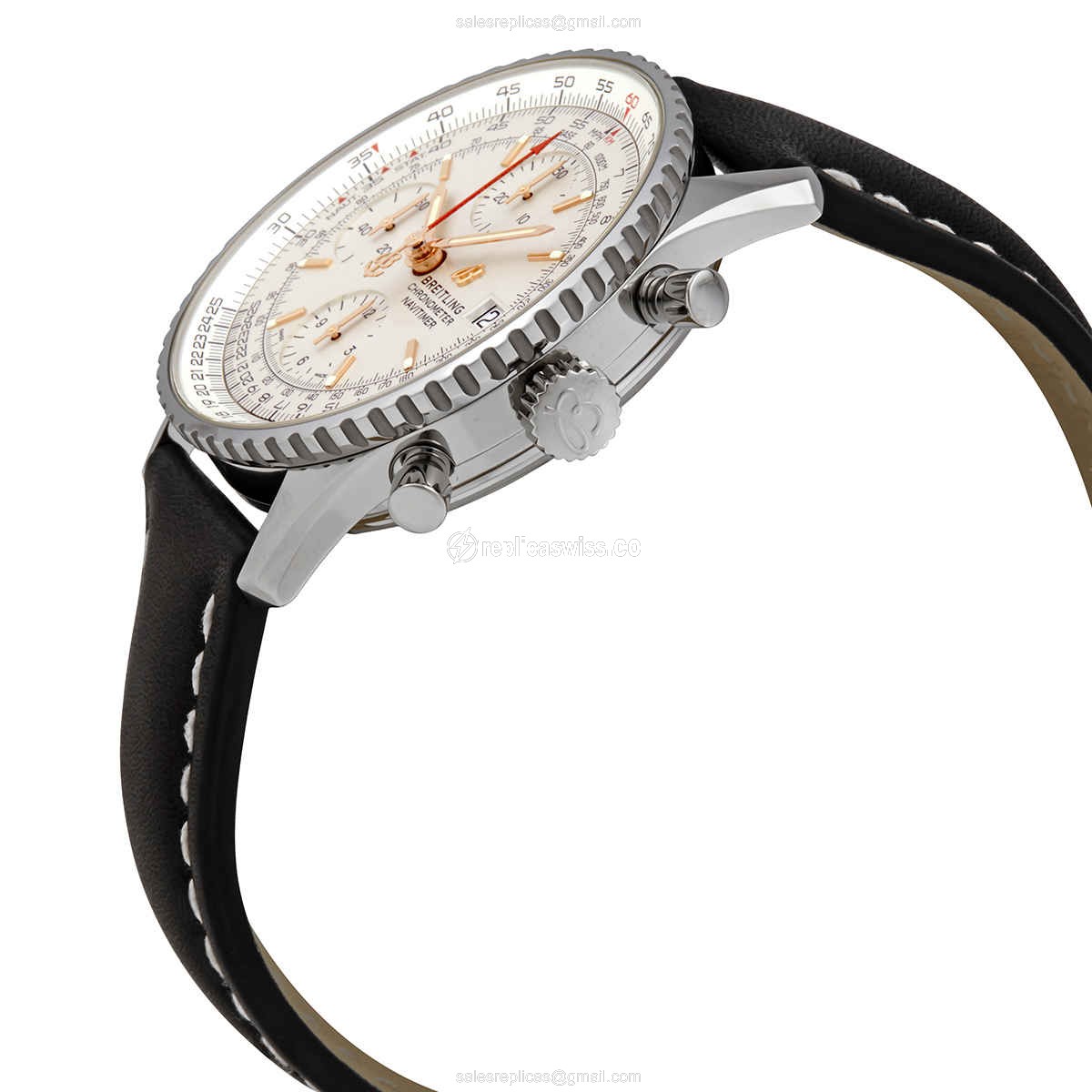Breitling A13324121G1X4 NAVITIMER 1 - Automatic - Steel Case - Silver Dial - Black Cowhide Strap - View 2