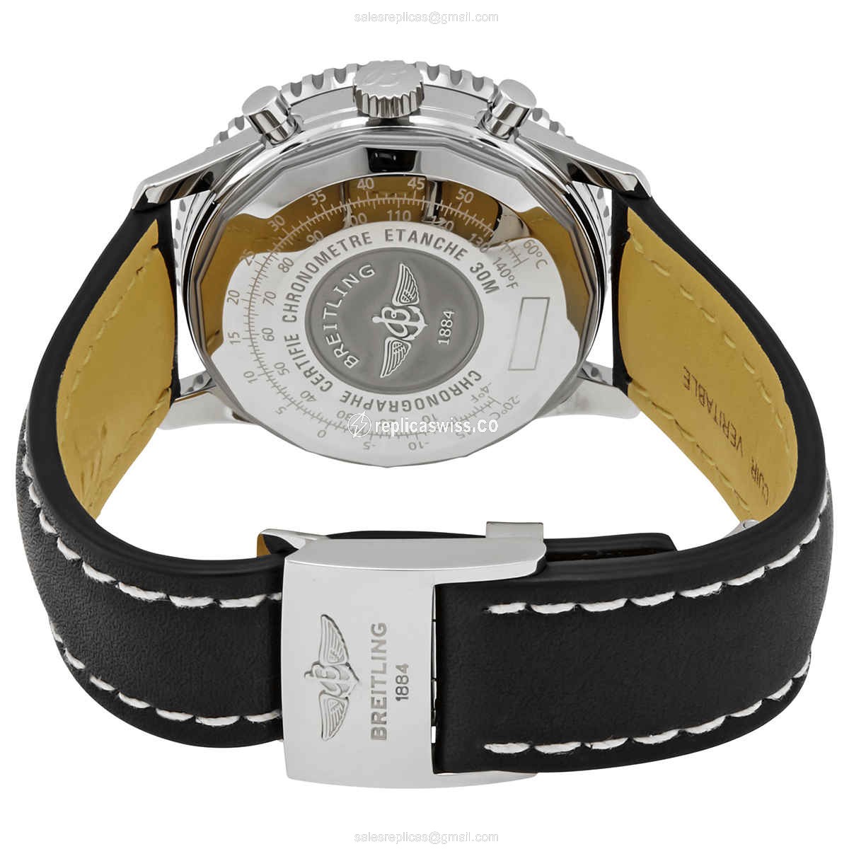 Breitling A13324121G1X4 NAVITIMER 1 - Automatic - Steel Case - Silver Dial - Black Cowhide Strap - View 3