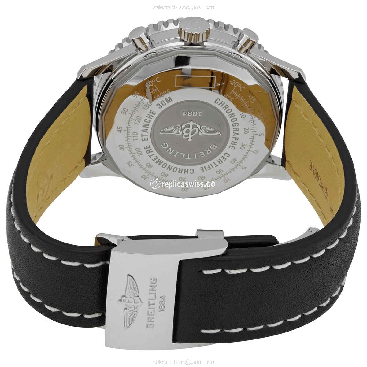 Breitling Navitimer 1 Replica - Automatic - Steel Case - Black Dial - Black Cowhide Strap - View 3
