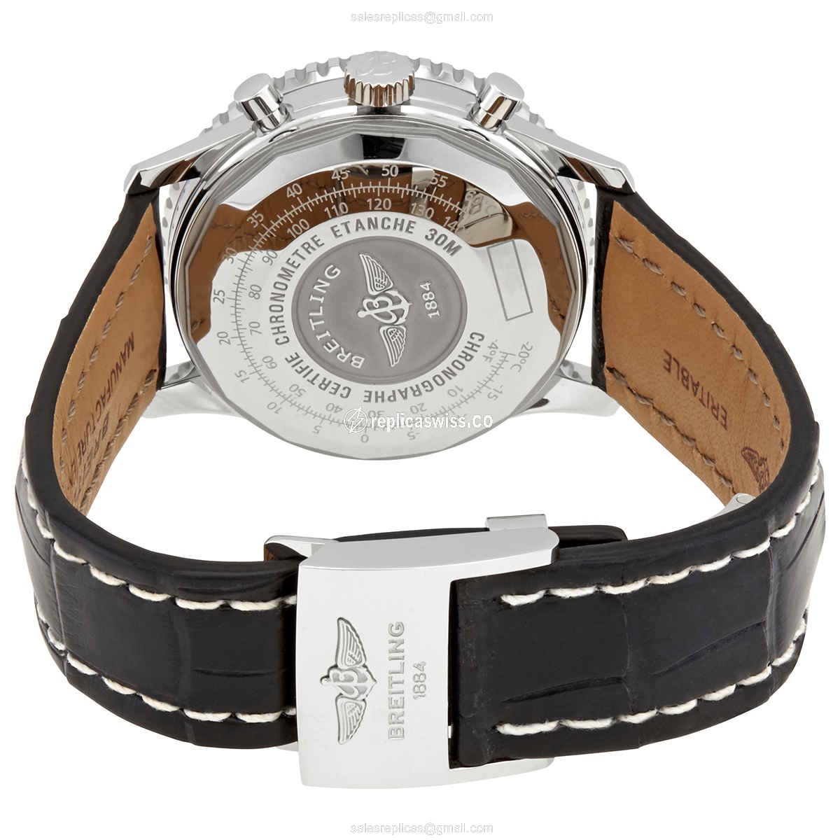 Breitling A13324121B1P2 NAVITIMER 1 - Automatic - Steel Case - Black Dial - Alligator Black Strap - View 3