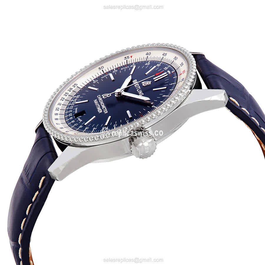 Breitling A17325211C1P1 NAVITIMER 1 - Automatic - Blue Dial - Steel Case - Blue Alligator Strap - View 2