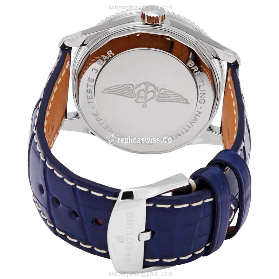 Breitling A17325211C1P1 NAVITIMER 1 - Automatic - Blue Dial - Steel Case - Blue Alligator Strap - View 3
