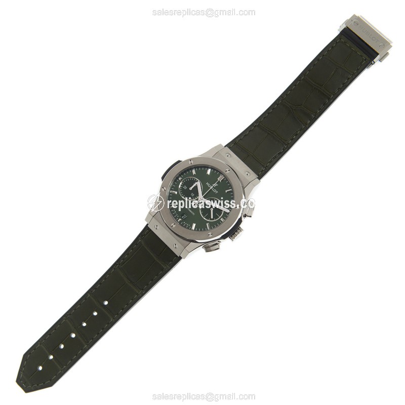 Hublot Classic Fusion Replica - Automatic Titanium - Green Dial & Alligator Green Strap - View 2