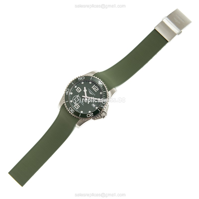 Longines CONQUEST Replica - Automatic - Green Dial - Steel Case - Rubber Strap - View 2