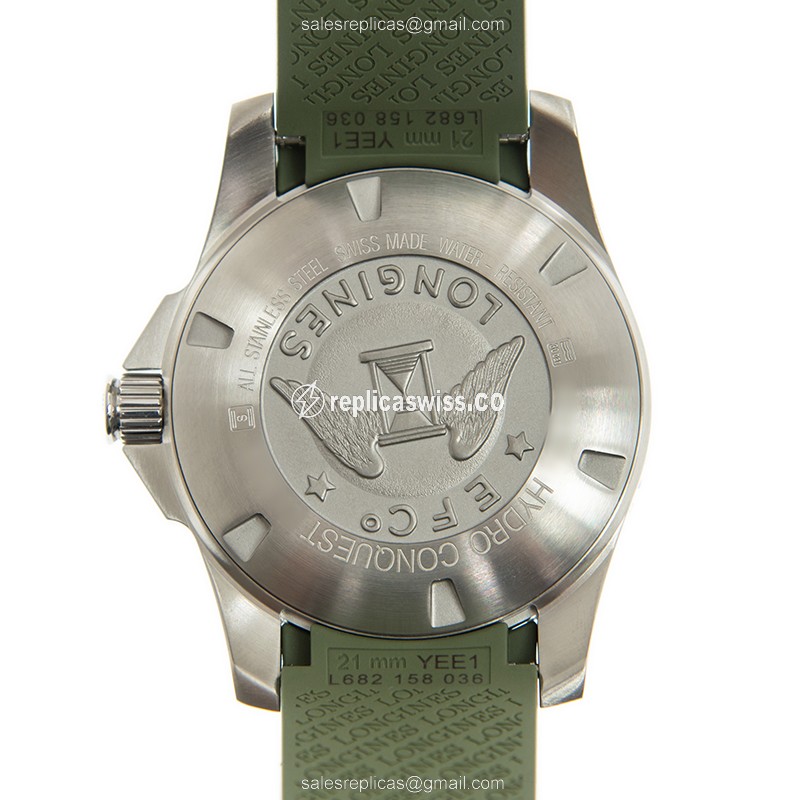 Longines CONQUEST Replica - Automatic - Green Dial - Steel Case - Rubber Strap - View 3