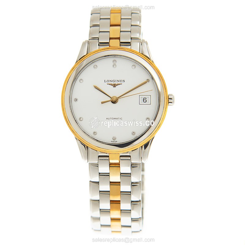 Longines L4.774.5.27.7 Flagship - Automatic Gold-Plated | Stainless Steel | White Dial - View 2