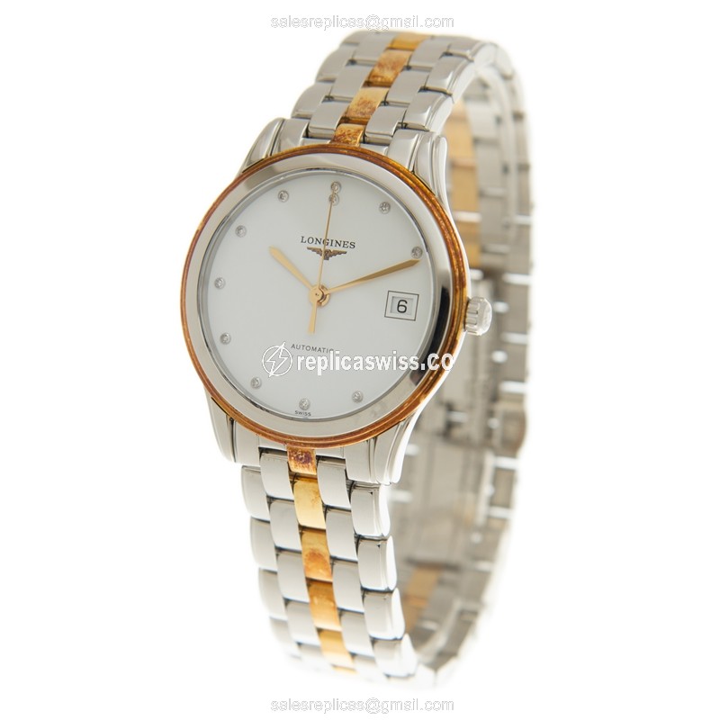 Longines L4.774.5.27.7 Flagship - Automatic Gold-Plated | Stainless Steel | White Dial - View 3