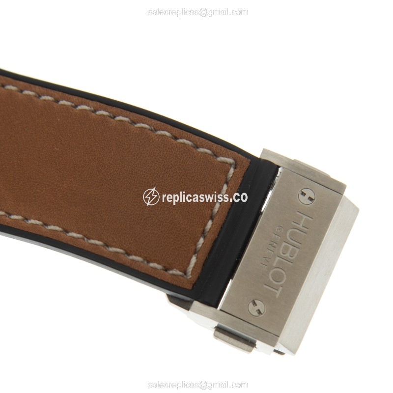Hublot BIG BANG Manual - Titanium Case - Black Dial - Brown Cowhide - Clasp - View 4