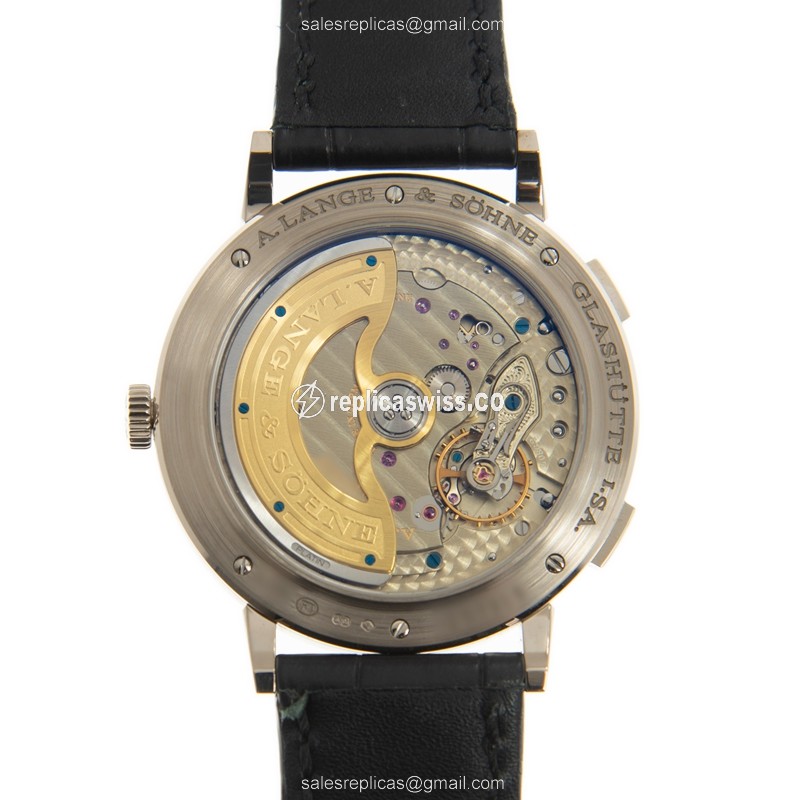 A Lange & Sohne Saxonia Replica - Automatic 18kt White Gold - White Dial - Black Alligator Strap - View 3