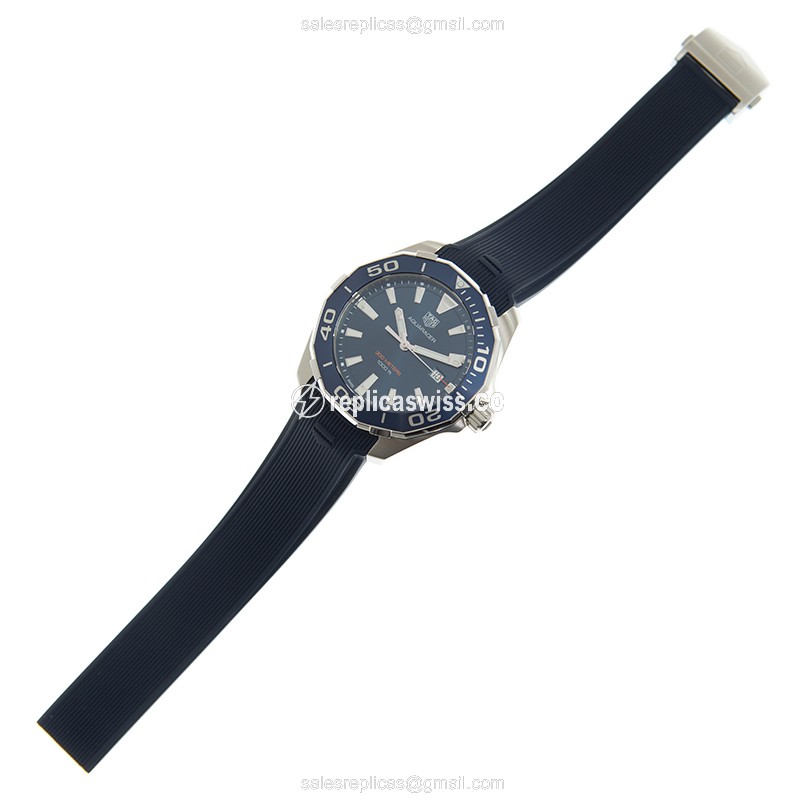 Tag Heuer Aquaracer Replica - Quartz - Stainless Steel - Blue Dial - Blue Rubber Strap - View 2